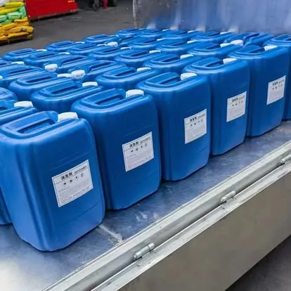 Rows of twenty-litre jerricans of liquid chemical on a delivery truck